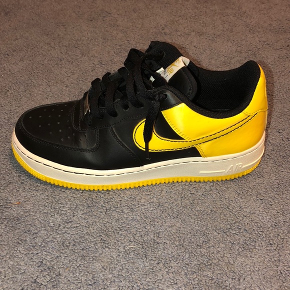 black and yellow high top air force ones
